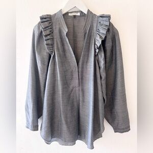 Halston Heritage Gray Ruffle Blouse